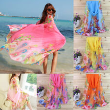 Women Ladies Thin Chiffon Scarves Long Cape Shawl Beach Towel Scarf Wrap Summer