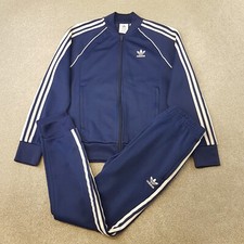 Adidas Mens Tracksuit Set Small Blue Track Jacket Pants Originals SST Firebird