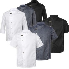 UK Unisex Chef Jacket Cook Coat Hotel Restaurant Canteen Cake Shop Cafe Costume 