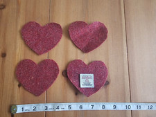 Harris Tweed Fabric Red Heart Shapes x 4 with Label