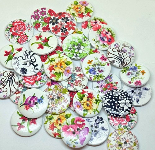 30mm wooden buttons - wooden,