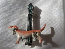 Vintage Art Deco Enamel & Marcasite Dachshund Sausage Dog Brooch