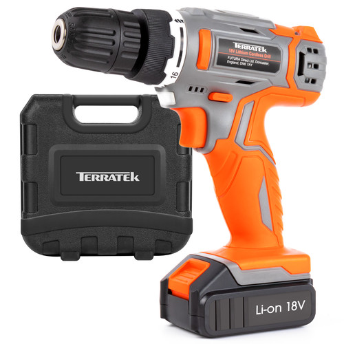 Terratek cordless drill 18v - cordless,