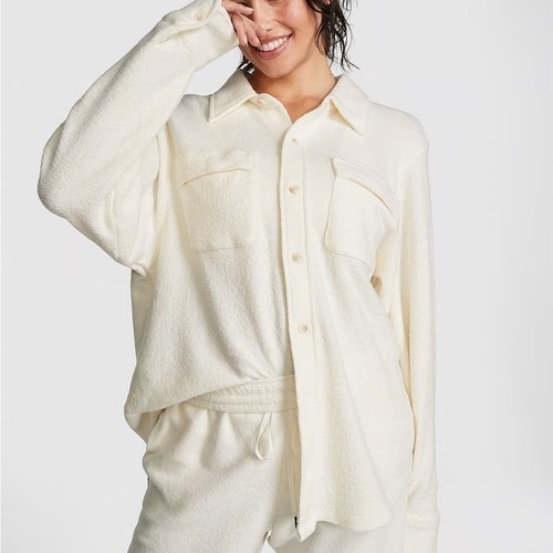 Pink reverse fleece shacket - vs,