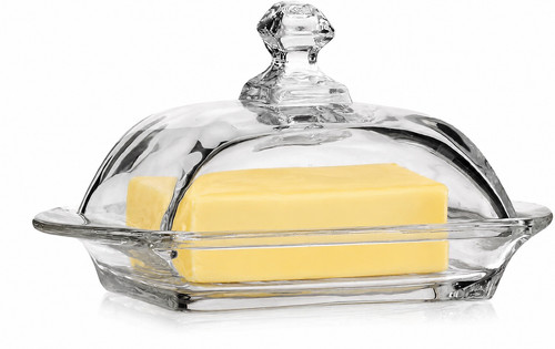 Clear glass butter dish with - clear,
