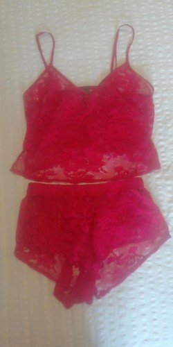 Red lacey shorty set - lacey, pj