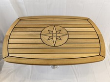 Barrel Folding Teak Table Top Star Inlay 300/610x940mm Marine Boat Yacht Caravan