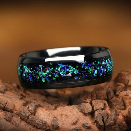 Black wedding ring - men, –