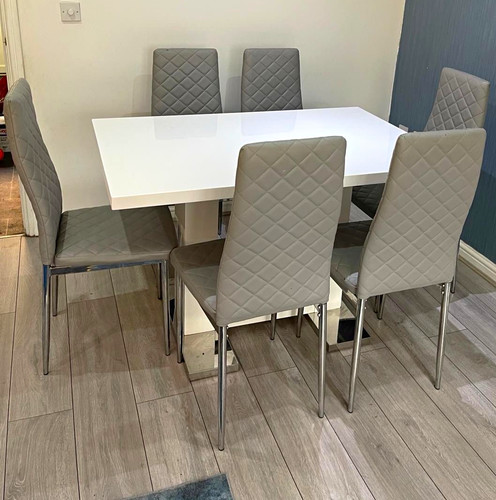 Piece dining set white high - 7-piece,