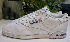 REEBOK CLASSIC LEATHER EXO-FIT LOW TRAINERS. SIZE 8.5 UK. WHITE/BLU *2021*