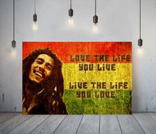 MUSICIAN BOB MARLEY 2-FRAMED CANVAS WALL ART PICTURE PAPER PRINT- RED YELLOW