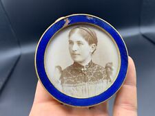 Victorian French Miniature Gilt Bronze Blue Guilloche Enamel Photo Frame Easel