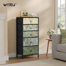 WOLTU Chest of Drawers Retro Bedroom Furniture 5 Storage Drawers Metal Frame