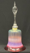 Unusual Antique Victorian Vaseline (Uranium) & Cranberry Glass Bell