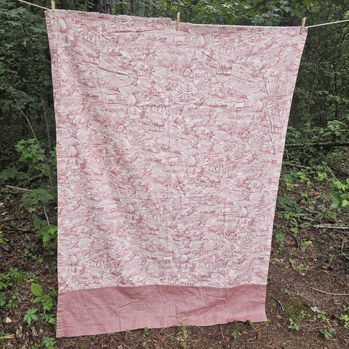 Vintage burgundy white toile - vintage,