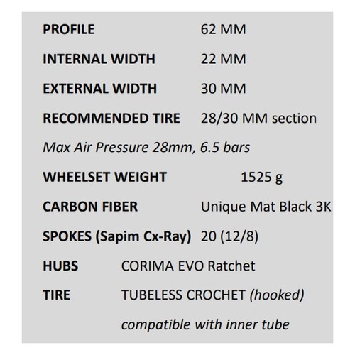 Corima 62r wheelset - corima, (tlr)
