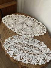 Vintage Hand Made Lacy, Crochet Doilies, Granny/ Cottagecore, Oval Shaped x 2
