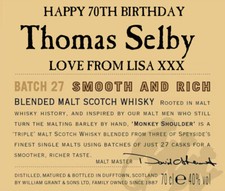 Personalised Monkey Shoulder Whiskey Label - Birthday / Xmas