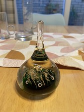 Vintage Murano golden green teardrop Glass Paperweight