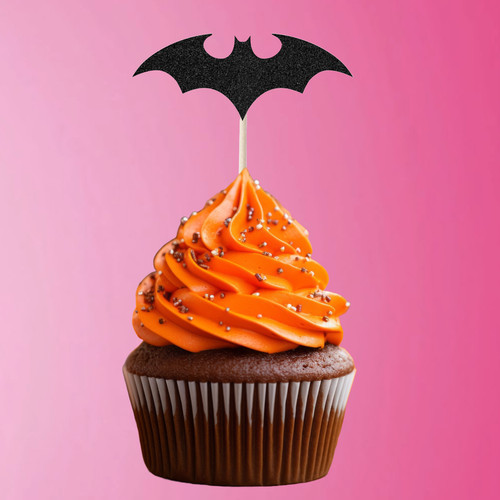 Black bat glitter toppers - black,