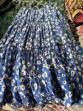 BNWT ZARA Maxi TIERED BLUE & WHITE Floral Print Skirt Voluminous Sz M-L