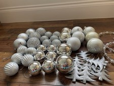 Silver glitter Christmas Baubles Christmas Tree Decoration Xmas Mixed Sizes