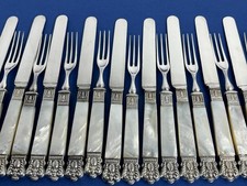 20 STUNNING ANTIQUE VICTORIAN ORNATE MOTHER OF PEARL SILVER PLATED CUTLERY