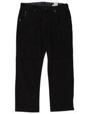 ARMANI Mens Comfort Fit Straight Cropped Trousers W32 L24 Black Cotton AV18