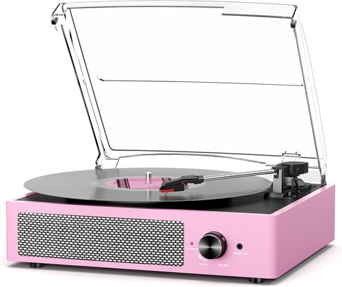 Pink vinyl record player - vinyl,