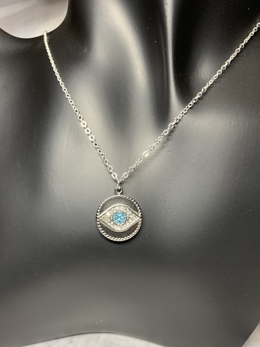 Silver evil eye pendant - eye,