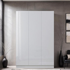 3 Door Triple Wardrobe Scandinavian Design Modern Bedroom Furniture White Gloss