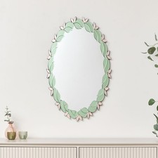 Pink & Green Oval Floral Art