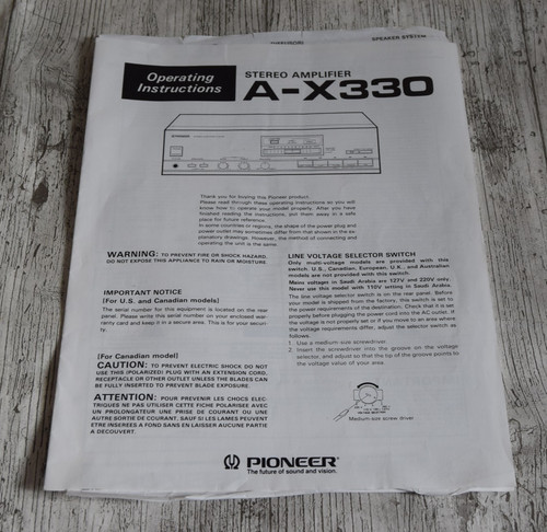 Original pioneer x330 - a-x330, stereo