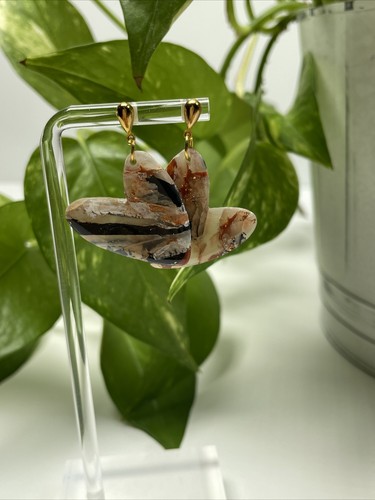 Polymer clay heart earrings - clay,
