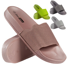 LADIES WOVEN DESIGNER SLIDERS SLIP ON SUMMER SLIPPERS POOL SHOE SANDALS MULES SZ