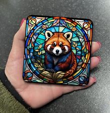 Stunning Red Panda Bear Stained Glass Effect Square Coaster Tea Coffee Gift