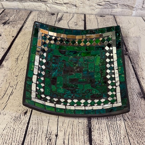 25cm green square mirror - green,
