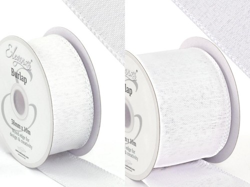 White wired edge burlap - wired,