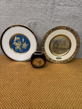 Vintage Japanese Art of Chokin  24KT Gold 6" Plates + 3” Ginger Vase