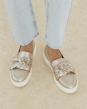 River Island Womens Gold Loafer Shoes Size UK 4