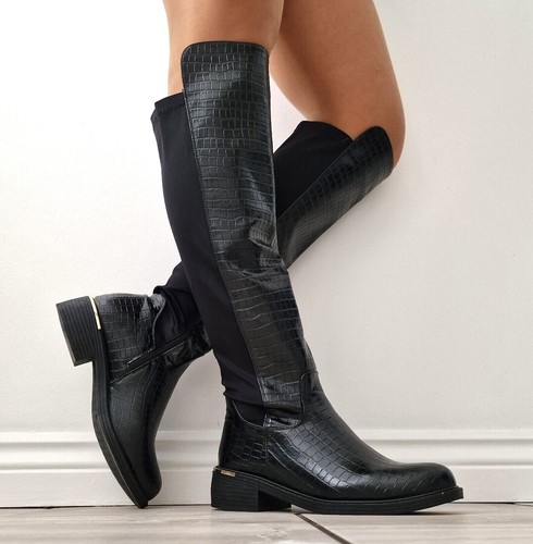 Womens black flat low - heel, zip