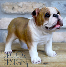 English Bulldog Figure Decorative Ornament 26cm Resin Detailed Fur Casting