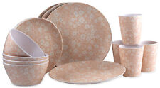 Melamine Plastic Dinner Set - Pink Daisy Flower Plate Cup Bowl  (16 Piece Set)
