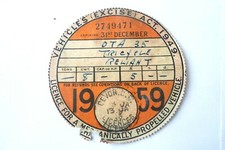 TAX DISC Reliant Tricycle OTA
