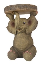 34CM BABY AFRICAN ELEPHANT SIDE OCCASIONAL TABLE PLANT STAND STATUE POLYSTONE 