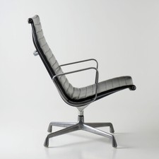 Pair of Eames Aluminum Lounge Chairs - Black Naugahyde EA116 (1966-1973) Vintage