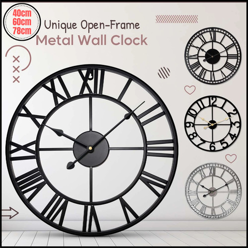 Metal wall clock roman - wall, numeral