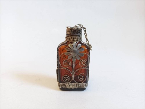 Vintage filigree metal - vintage, brown