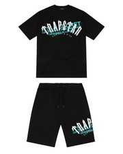 TRAPSTAR IT'S A SECRET ARCH SHORTS SET - BLACK, SIZE LARGE
