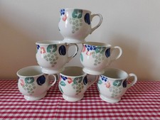 Set 6 Royal Winton Hand Decorated Spongeware Footed Mugs ~ Bordeaux & Tradition